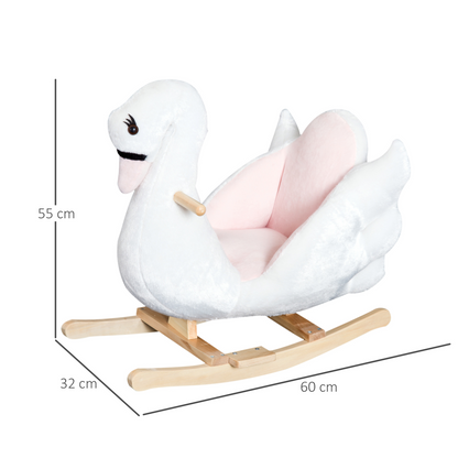 Kids Rocking Horse Ride On Swan Toy w/ Music Safety Seat for Toddler