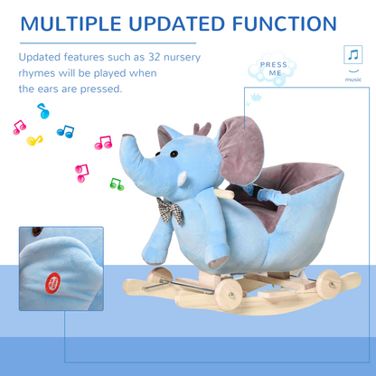 2-in-1 Elephant Rocking Horse with Wheels & Music - Fun for Little Adventurers!