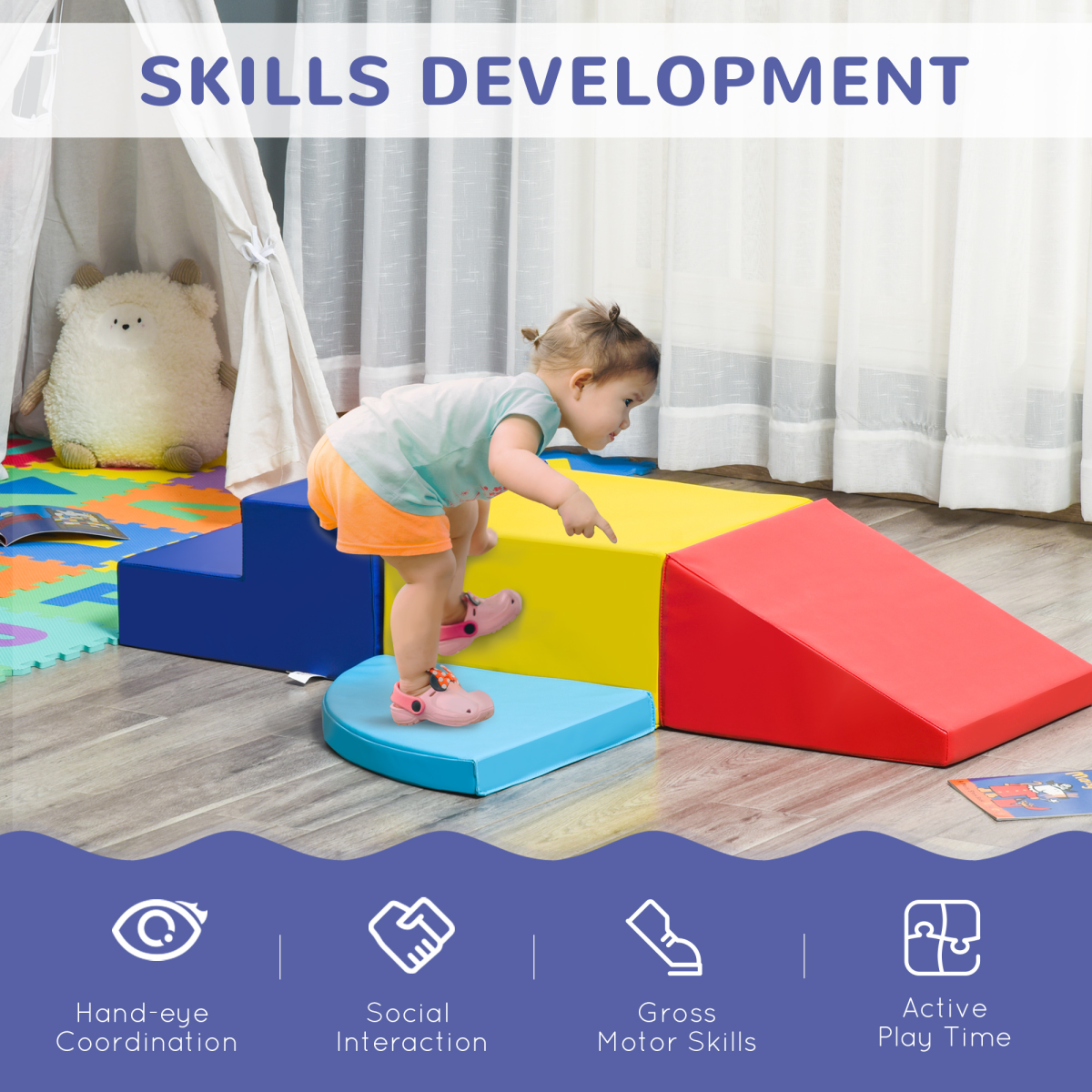 Soft Play Climbing Set - 4-Piece Foam Activity Toys for Toddlers