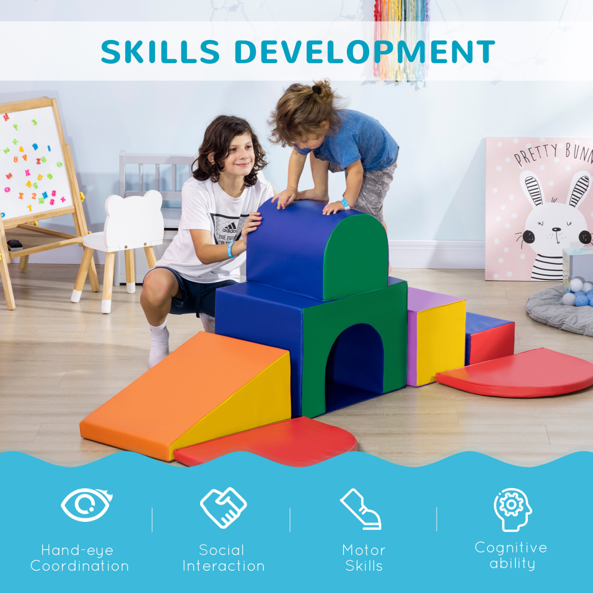 HOMCOM 7-Piece Kids Foam Play Set - Safe, Colorful Soft Climbing Fun!
