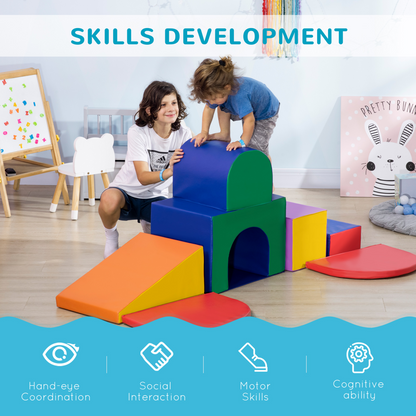 HOMCOM 7-Piece Kids Foam Play Set - Safe, Colorful Soft Climbing Fun!