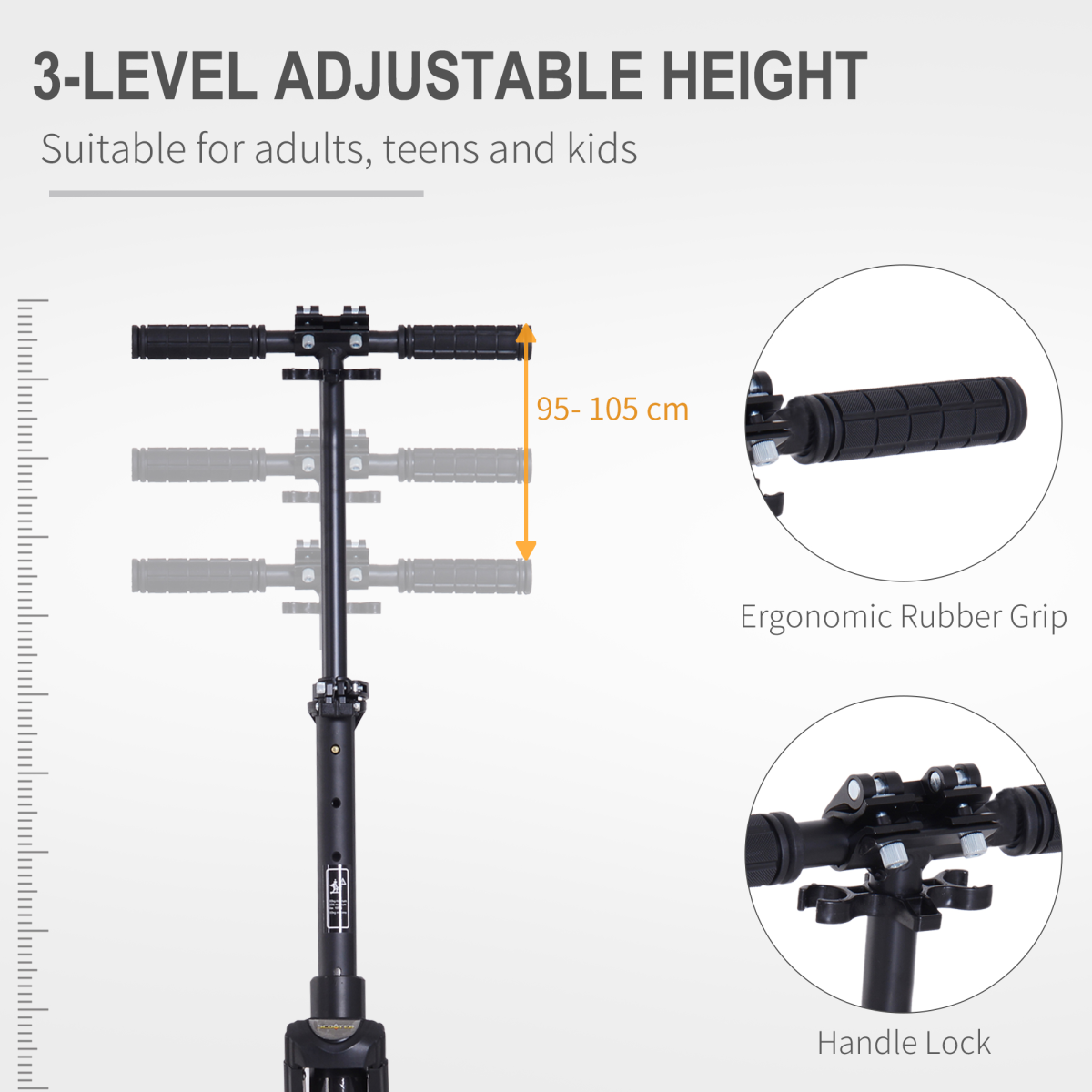 Ultra-Fold Adjustable Kick Scooter for Teens & Adults - Compact & Safe Riding