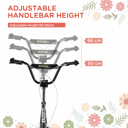 Adjustable Kids Kick Scooter with Inflatable Wheels - Smooth Ride in Black!
