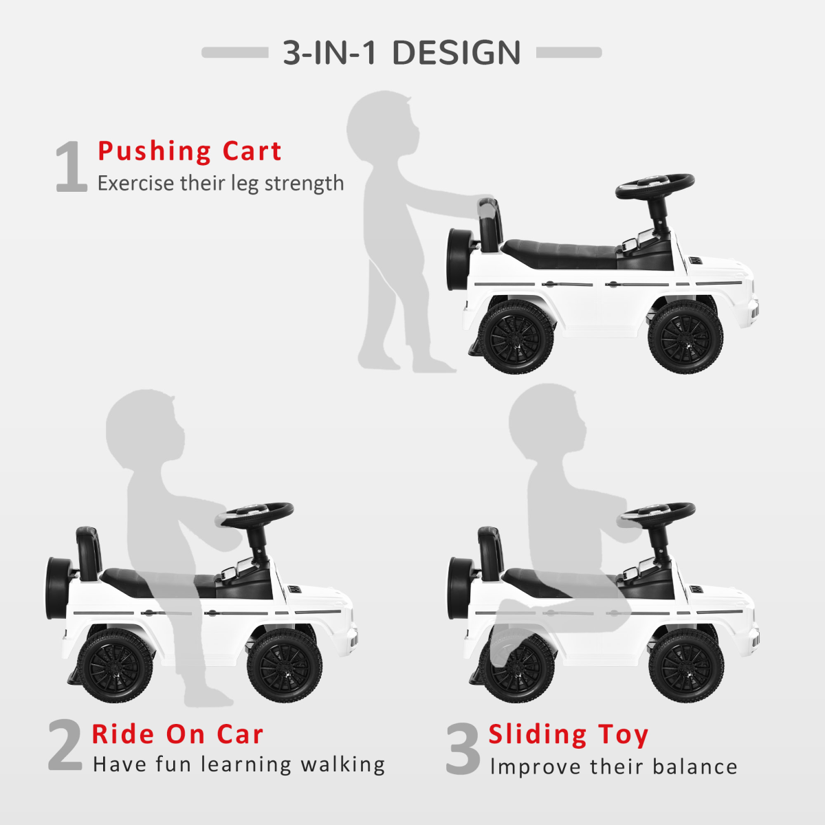 HOMCOM Benz G350 Kids Sliding Car - Foot-to-Floor Fun & Storage!