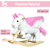 Kids Wooden Ride On Unicorn Rocking Horse Plush Toy Soft Seat Pink