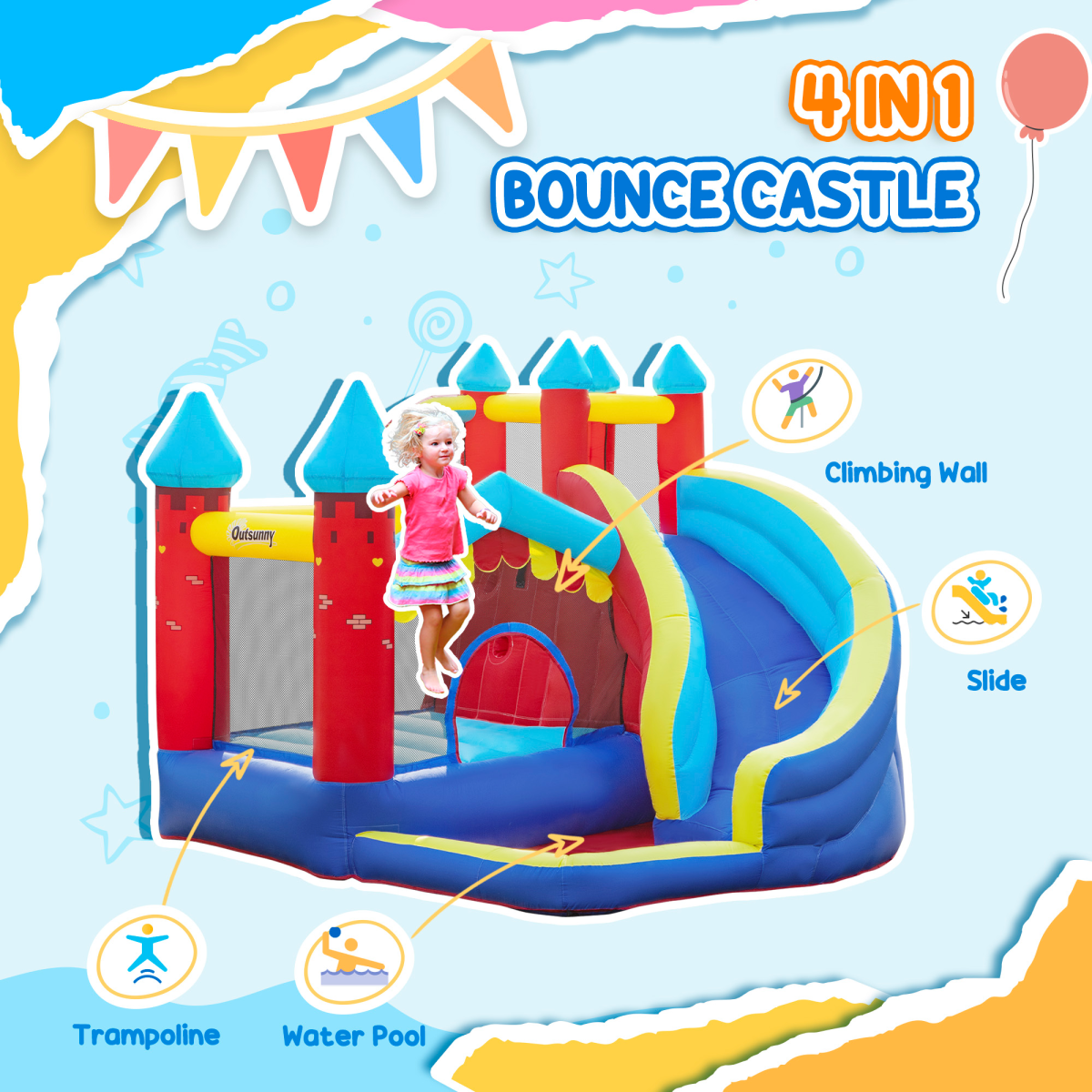 Ultimate Kids Bouncy Castle: Slide, Pool, Trampoline & Climbing Adventure!