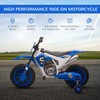 Kids 12V Electric Motorbike with Training Wheels - Safe & Fun Ride-On in Blue!