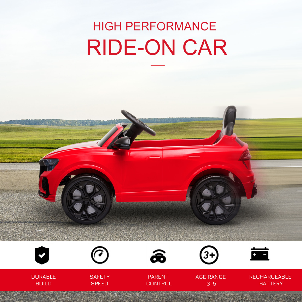 Audi RS Q8 6V Kids Electric Ride-On Car w/ Remote Control - Red Adventure!