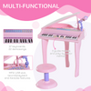 Mini Pink Piano Keyboard Set with Microphone & Stool for Creative Kids!