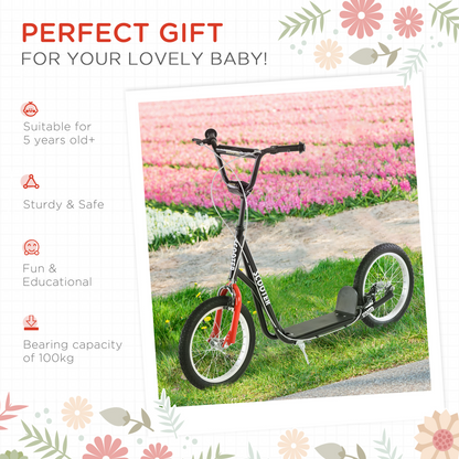 Adjustable Kids Kick Scooter with Inflatable Wheels - Smooth Ride in Black!