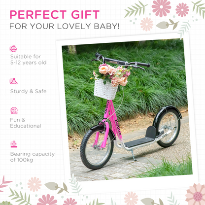 HOMCOM Adjustable Kids Kick Scooter with Dual Brakes - Safe & Stylish Ride!