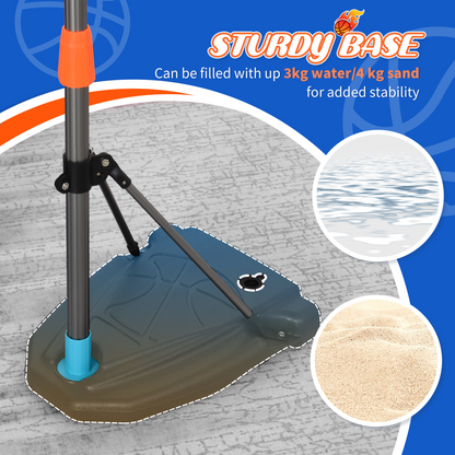 3 Pcs Kids Basketball Set Hoop Ball Pump Height Fillable Base 3-8 Yrs