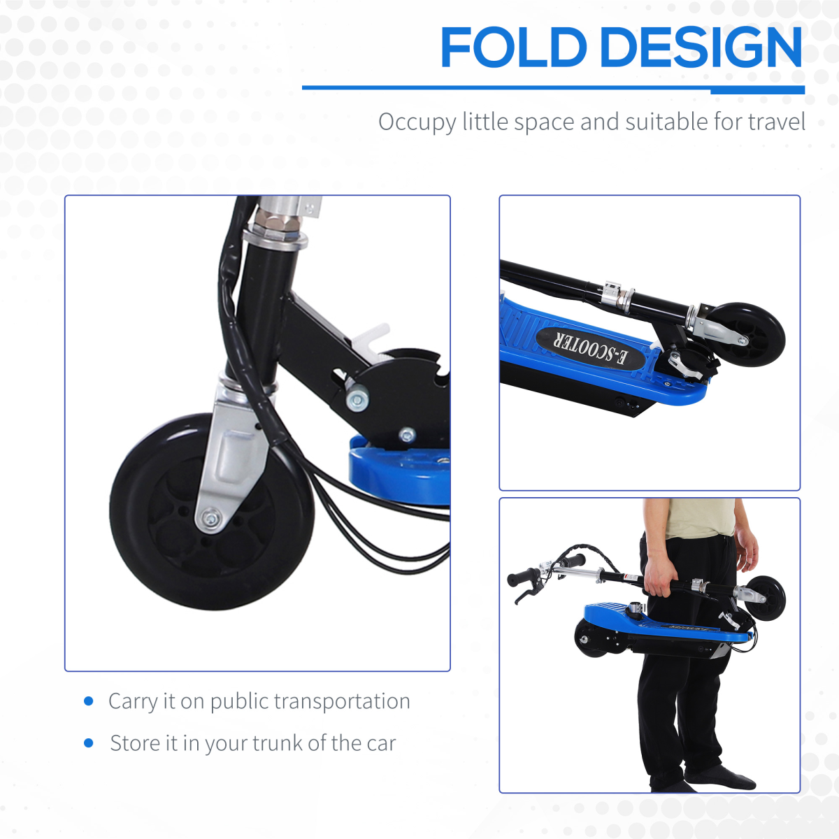 Blue Kids Electric Foldable Scooter - Durable, Stylish, & Easy to Carry!