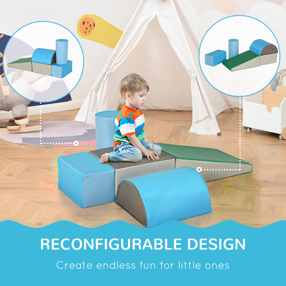 Soft Foam Playset: 5-Piece Climbing & Crawling Adventure for Toddlers!