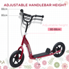 Red HOMCOM Kids Stunt Scooter with 12" EVA Tires - Adjustable & Safe Ride