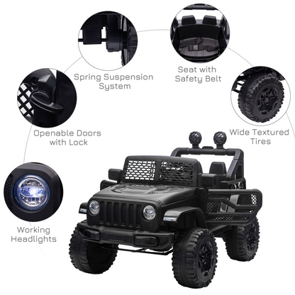 FunMax 12V Kids Electric Off-Road Ride-On Truck with Remote Control – Black