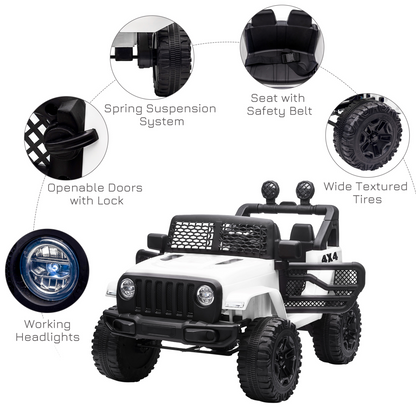 12V Kids Electric Ride On Car Truck Off-road Toy Remote Control White