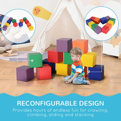 12-Piece Soft Foam Play Blocks for Kids - Safe Fun Stacking & Building Toy!