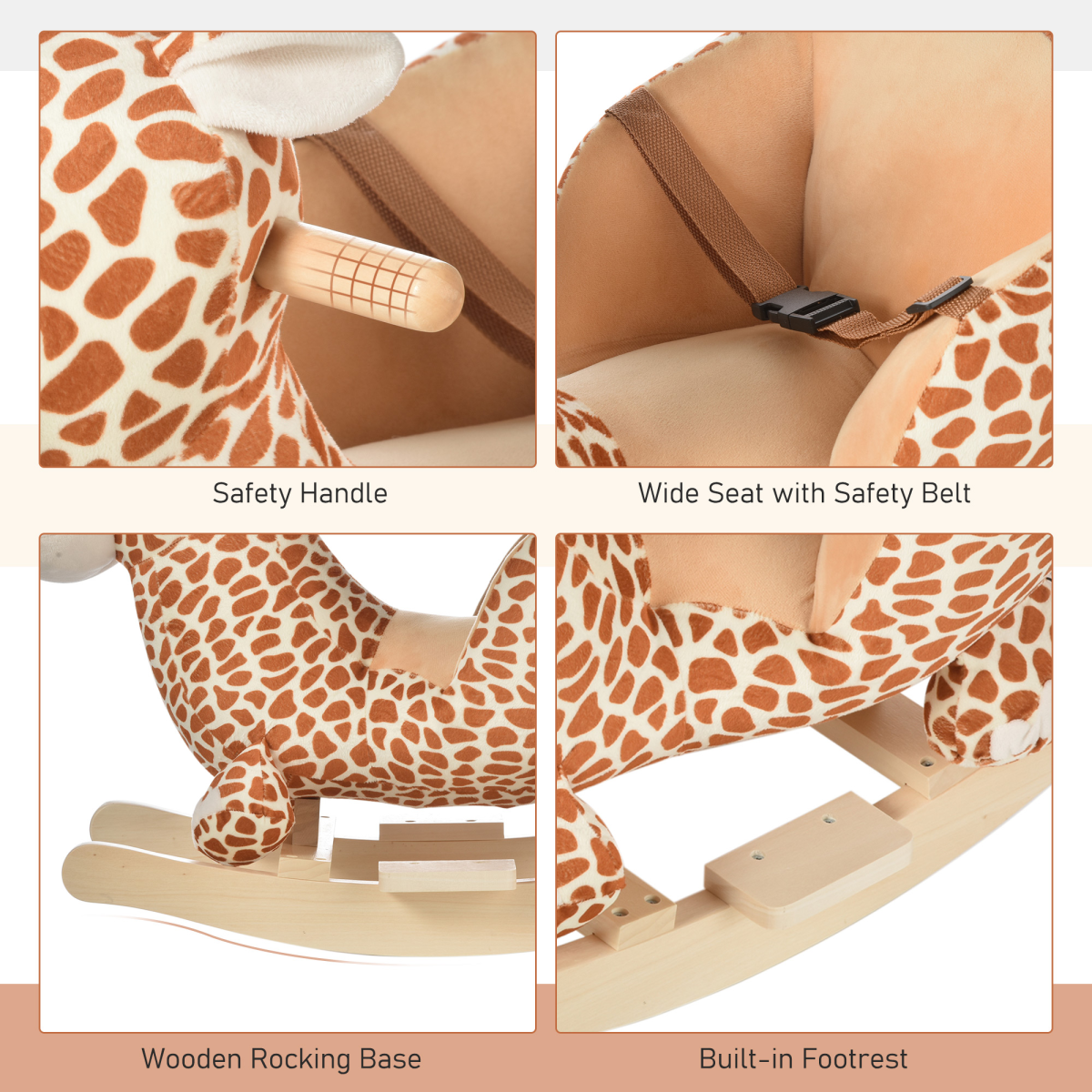 Plush Giraffe Rocking Horse with 32 Songs & Safety Belt – Fun for Kids!