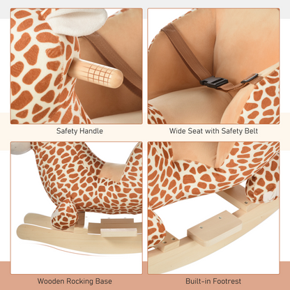 Plush Giraffe Rocking Horse with 32 Songs & Safety Belt – Fun for Kids!