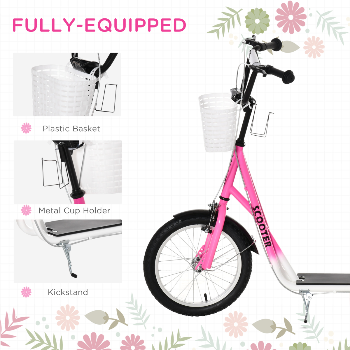 HOMCOM Adjustable Kids Kick Scooter with Dual Brakes - Safe & Stylish Ride!