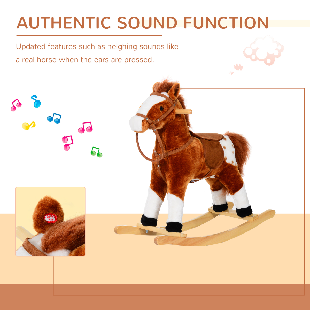 Neigh-Sounding Plush Rocking Horse Toy - Safe, Soft, and Adventure-Ready!