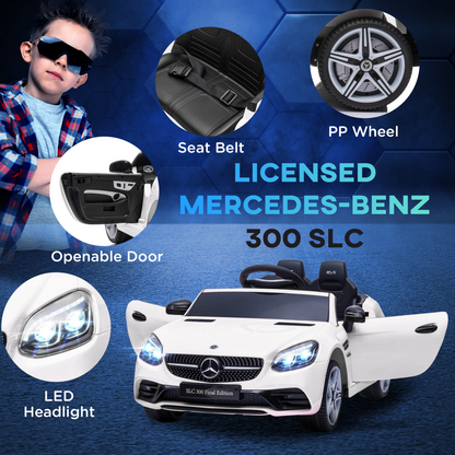 Mercedes Benz 12V Kids Electric Ride-On Car with Remote & Music - White