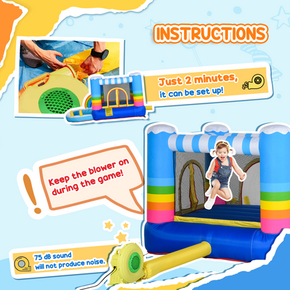 Rainbow Oasis Bouncy Castle & Trampoline Combo for Kids 3-8 Years