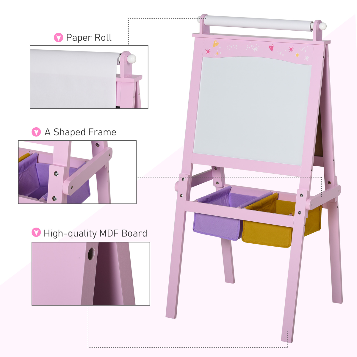 Creative Kids Double-Sided Art Easel with Paper Roll & Chalkboard