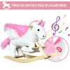 Kids Wooden Ride On Unicorn Rocking Horse Plush Toy Soft Seat Pink