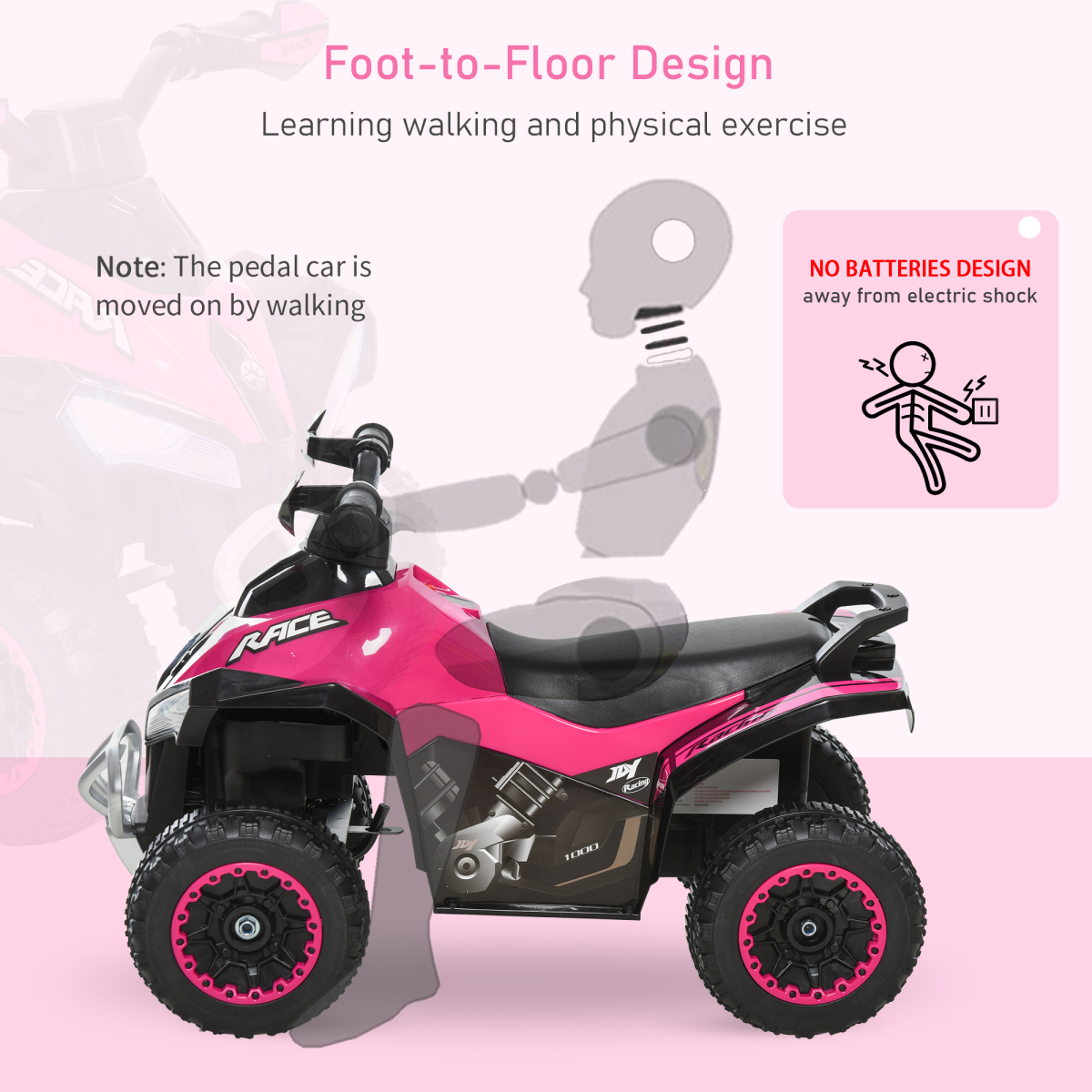 4 Wheel Quad Toddler Ride on Car Foot-to-Floor Sliding Walking Car