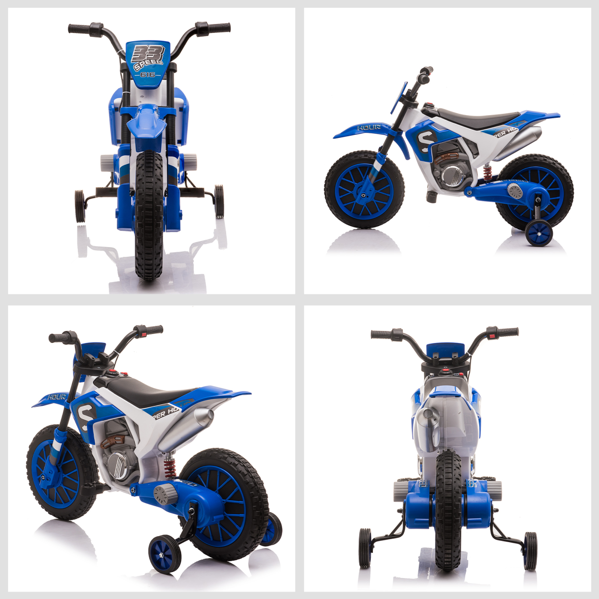 Kids 12V Electric Motorbike with Training Wheels - Safe & Fun Ride-On in Blue!