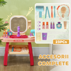 Kids Dressing Table with Mirror, LED Light, Music, 23 Accessories