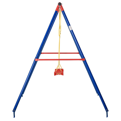 Metal Swing Set w/ Adjustable Rope A-Frame Stand Outdoor Playset Outsunny