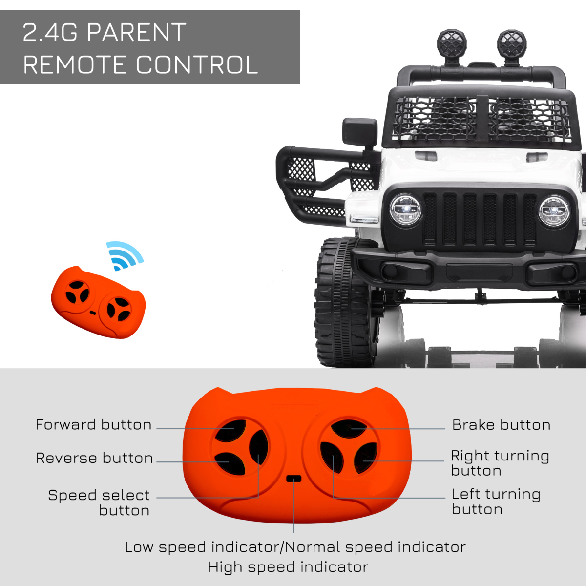 12V Kids Electric Ride On Car Truck Off-road Toy Remote Control White
