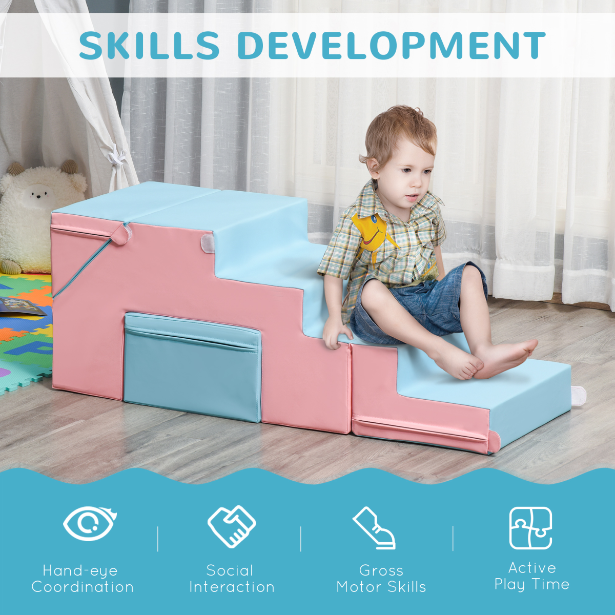 Climb & Play: 2-Piece Soft Foam Baby Climber Block Set for Toddlers Ages 1-3