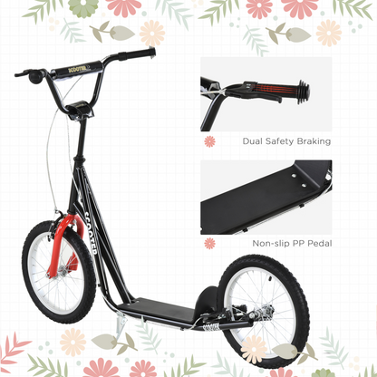 Adjustable Kids Kick Scooter with Inflatable Wheels - Smooth Ride in Black!