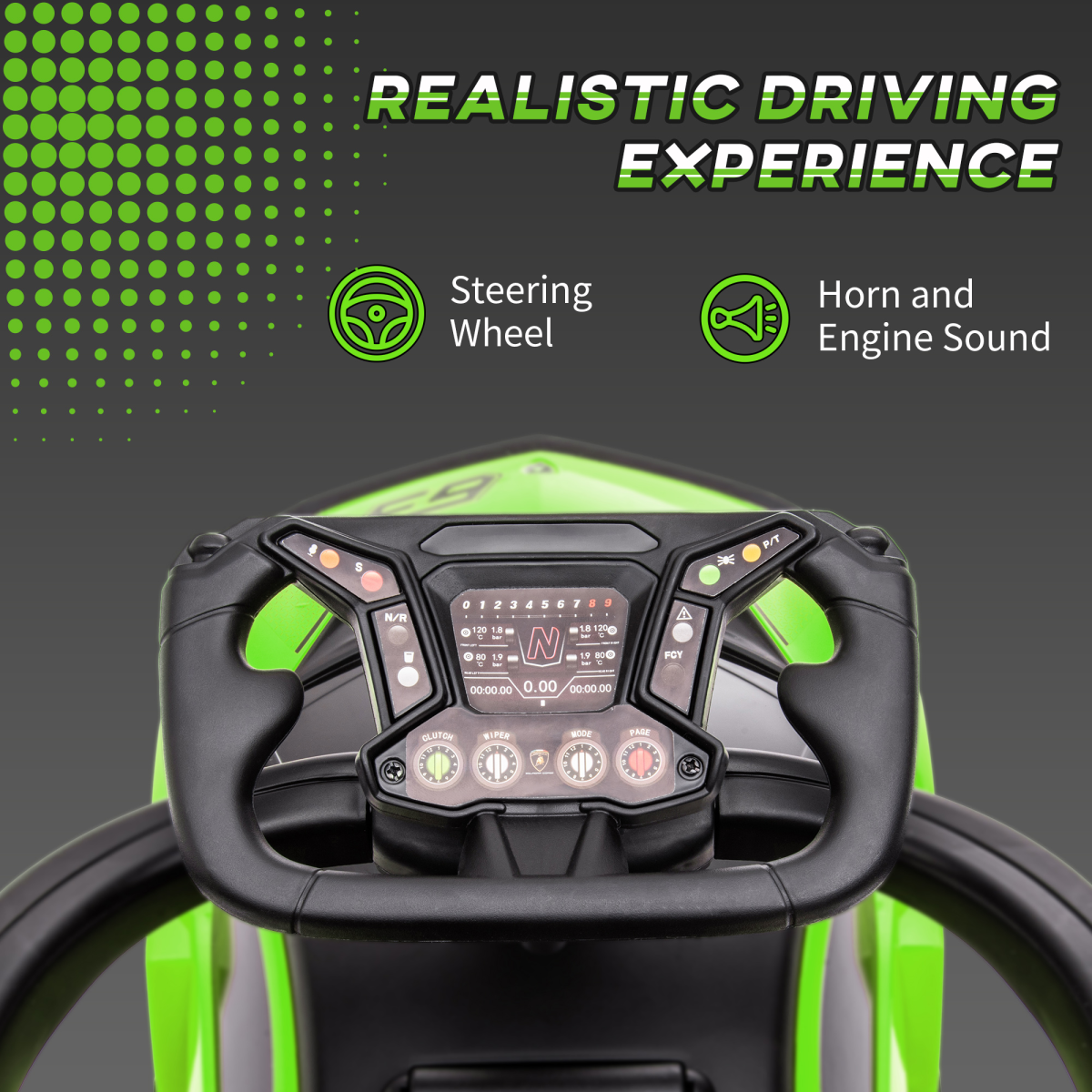 Lamborghini Essenza SCV12 2-in-1 Baby Ride-On & Push Car - Green Adventure!