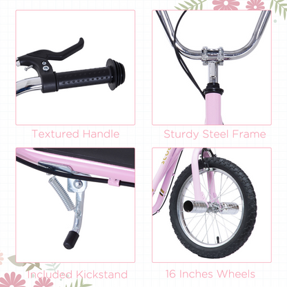 Adjustable Pink Stunt Scooter for Kids, 16" Wheels - Fun & Safe Rides!