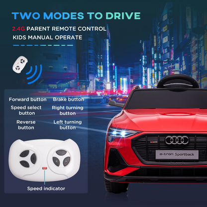Licensed Audi E-tron 12V Kids Electric Ride-On Car with Remote, Lights & Music