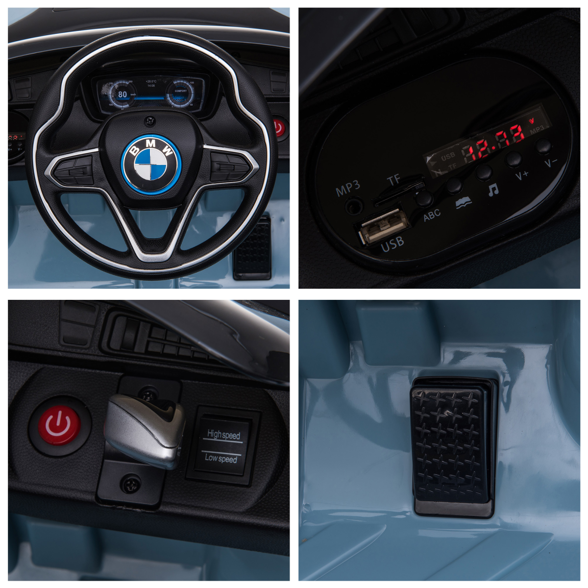 Licensed BMW I8 Coupe Kids Ride-On Car 6V w/ Remote Lights Horn Music