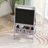 Kids Easel with Paper Roll, Blackboard, Whiteboard, Storage, Grey