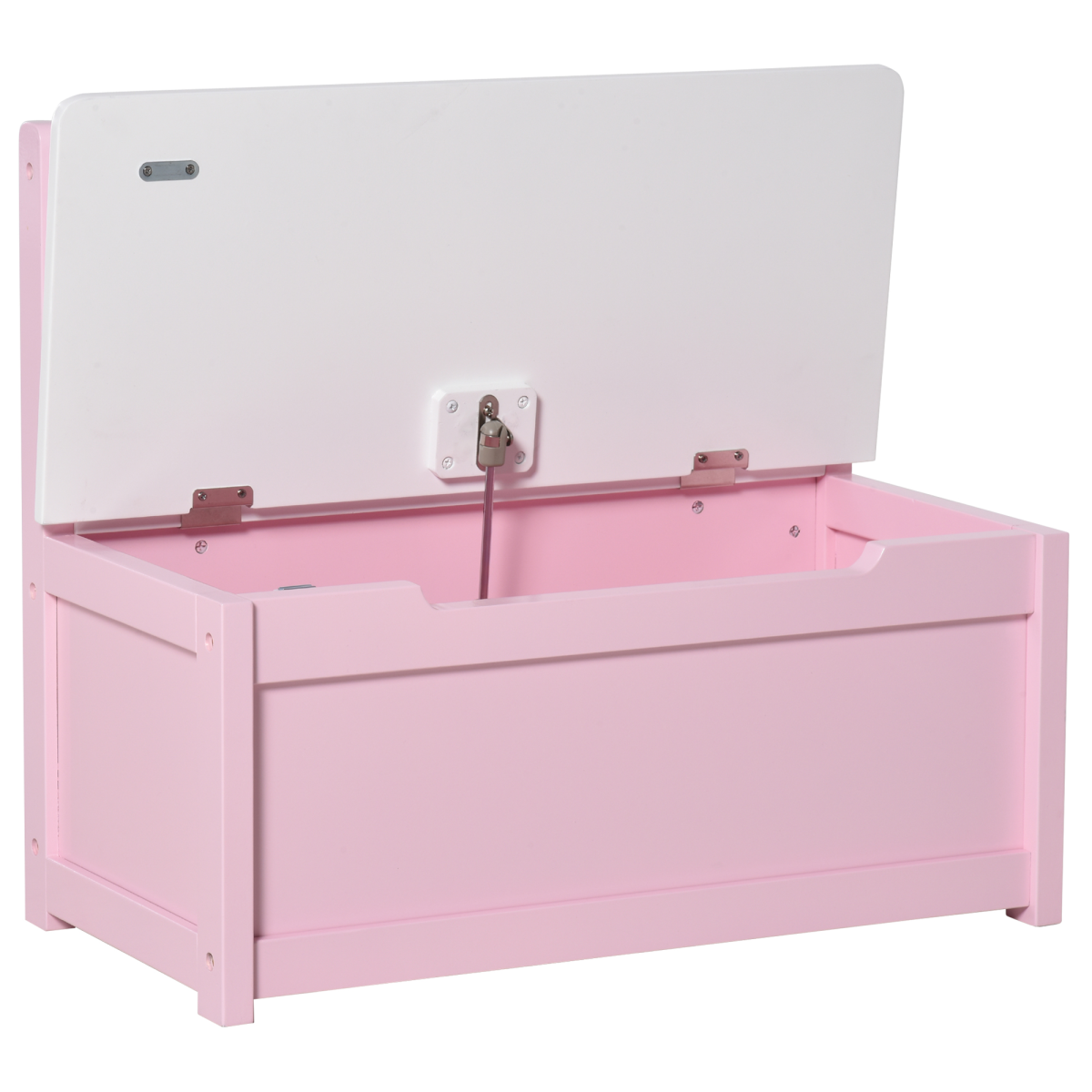 2-in-1 Wooden Toy Box Kids Seat Bench Storage Chest w/ Pneumatic Rod