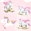 Kids Wooden Ride On Unicorn Rocking Horse Plush Toy Soft Seat Pink