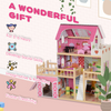Dolls House with 13 Pieces Wooden Furniture and Accessories