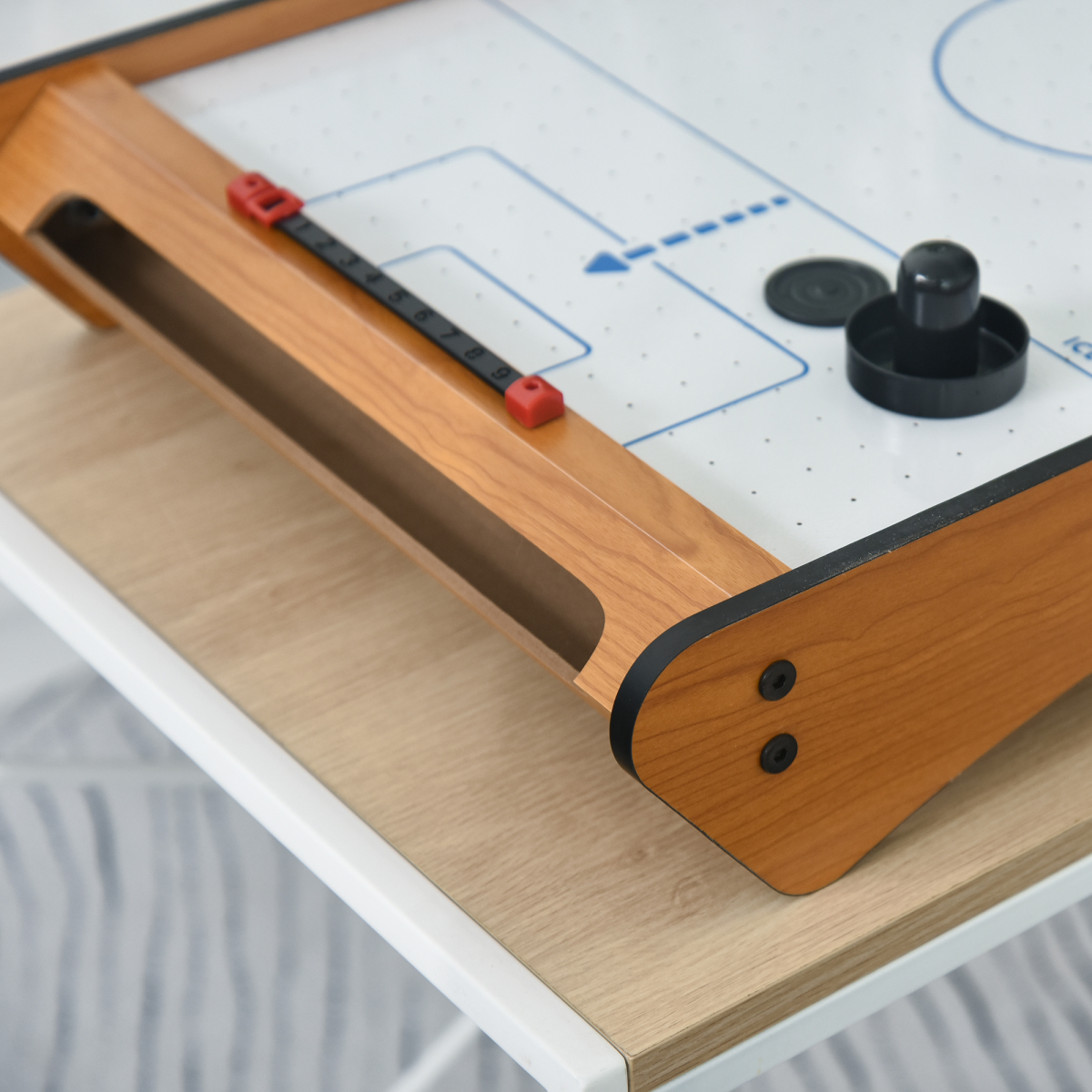 Mini Air Hockey Table: Fun Compact Game with Scoreboard & Two Pucks Included!