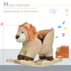 Plush Rocking Lion Ride-On with Sound, Seat Belt & Wooden Base for Kids