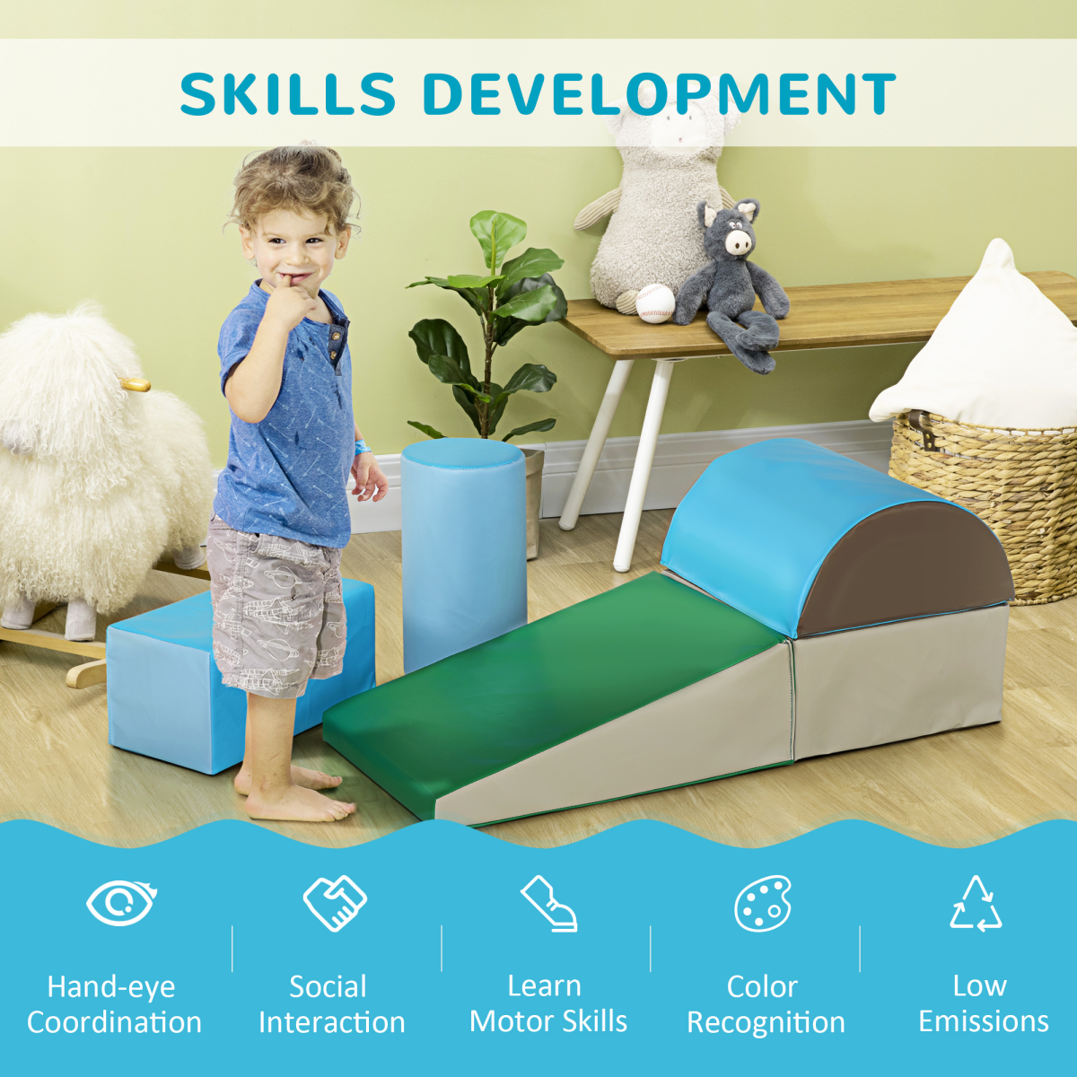 Soft Foam Playset: 5-Piece Climbing & Crawling Adventure for Toddlers!