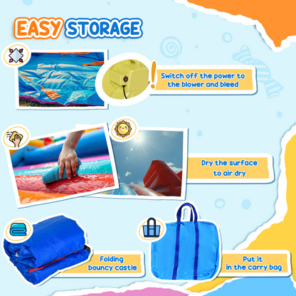 Rainbow Oasis Bouncy Castle & Trampoline Combo for Kids 3-8 Years