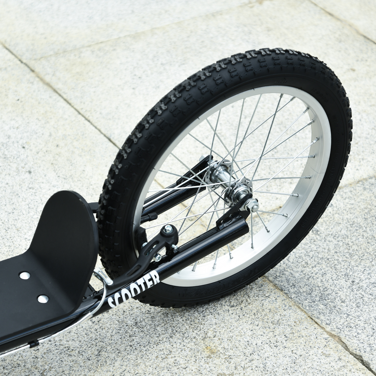 Adjustable Kids Kick Scooter with Inflatable Wheels - Smooth Ride in Black!